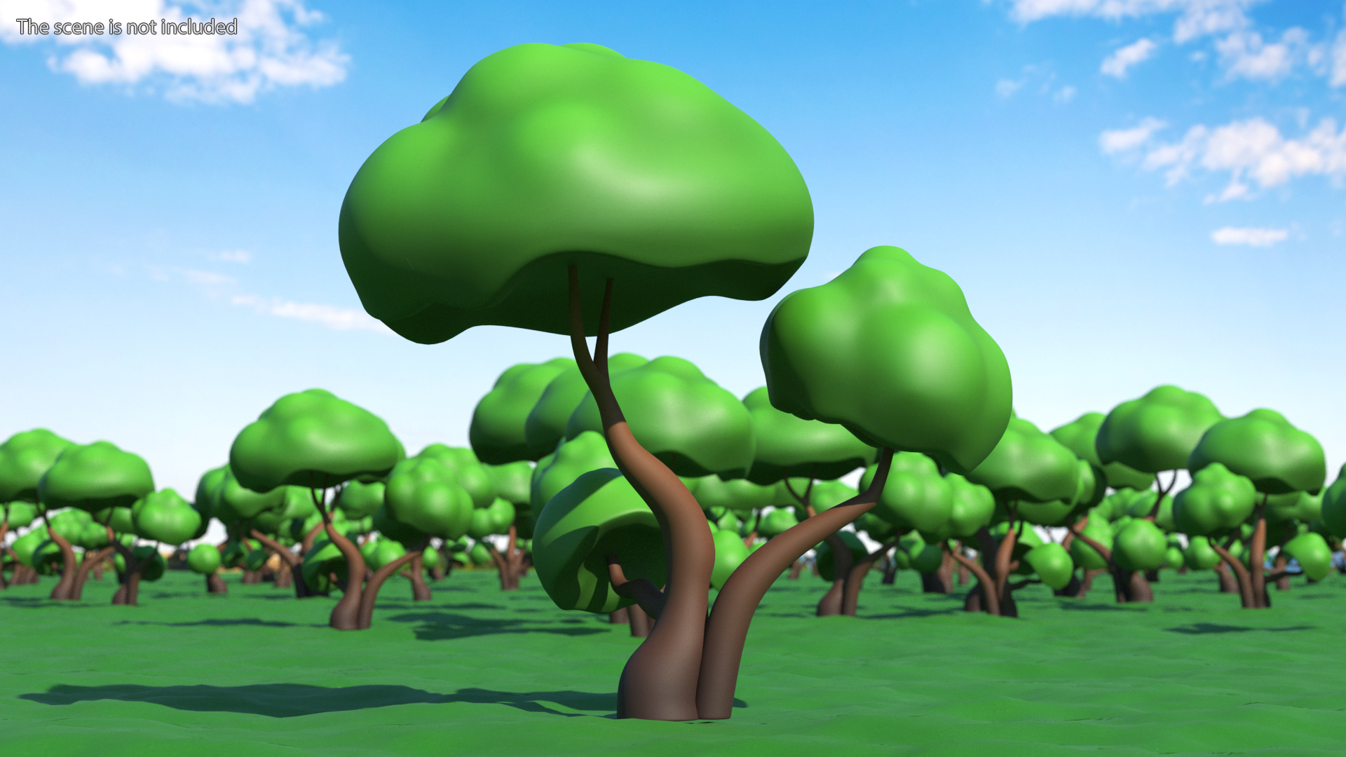 3D model Cartoon Double Tree Simple Coloring