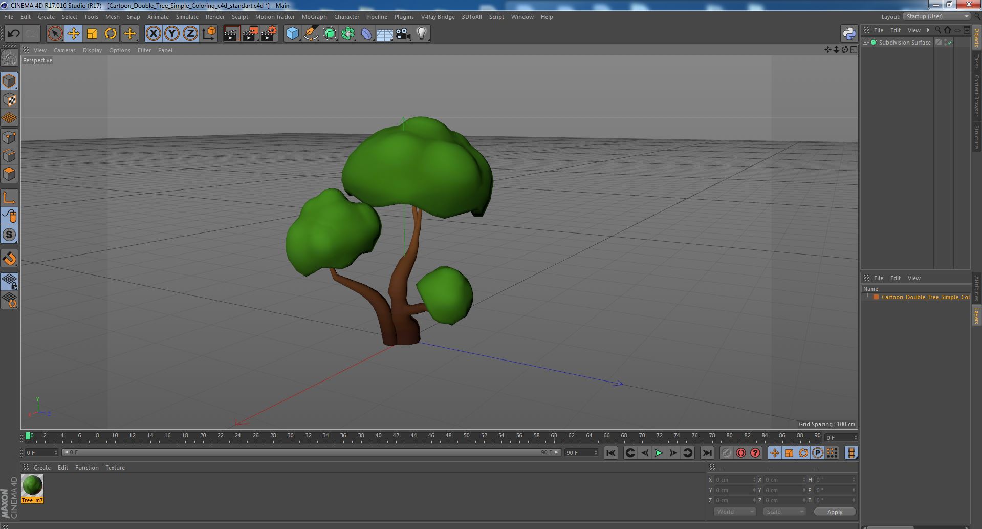 3D model Cartoon Double Tree Simple Coloring