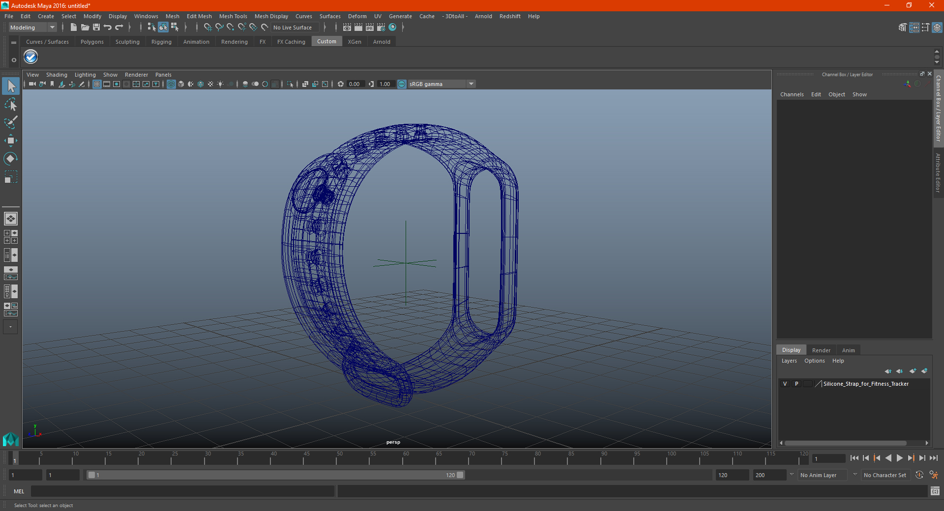 Silicone Strap for Fitness Tracker 3D model