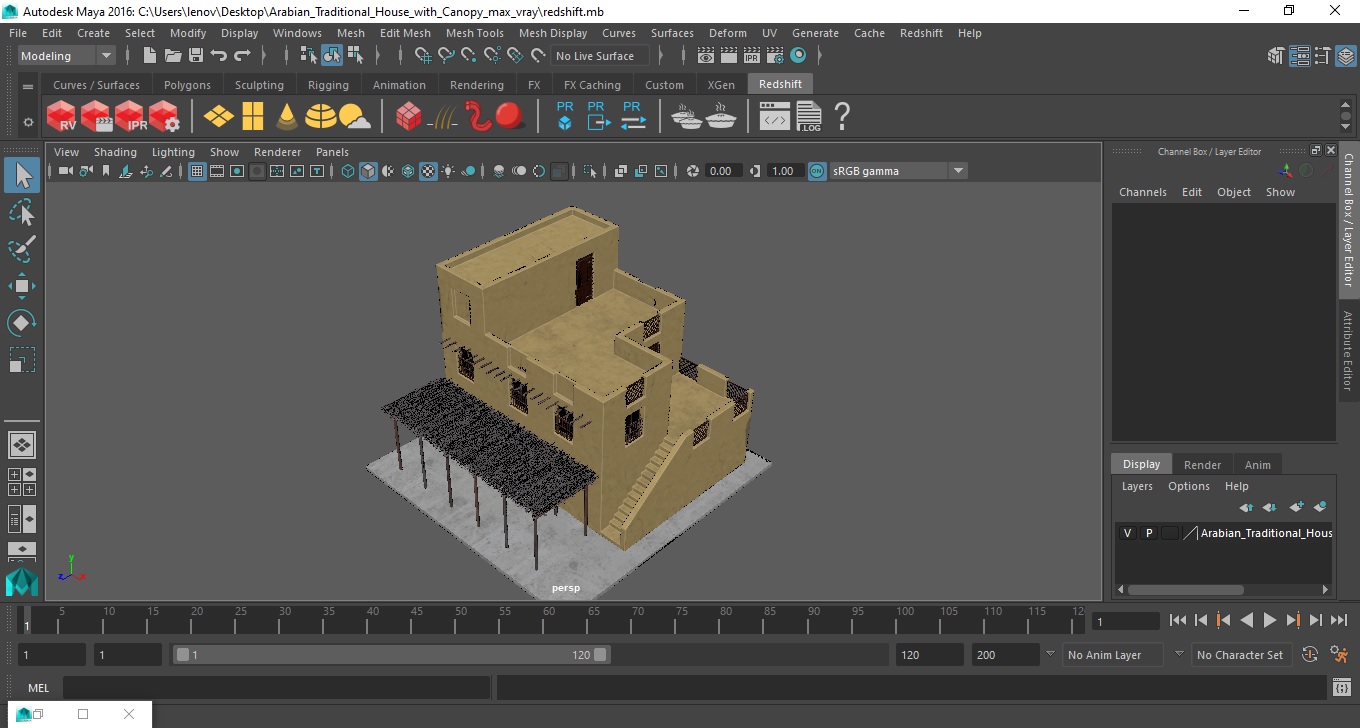 Arabian Traditional House with Canopy 3D