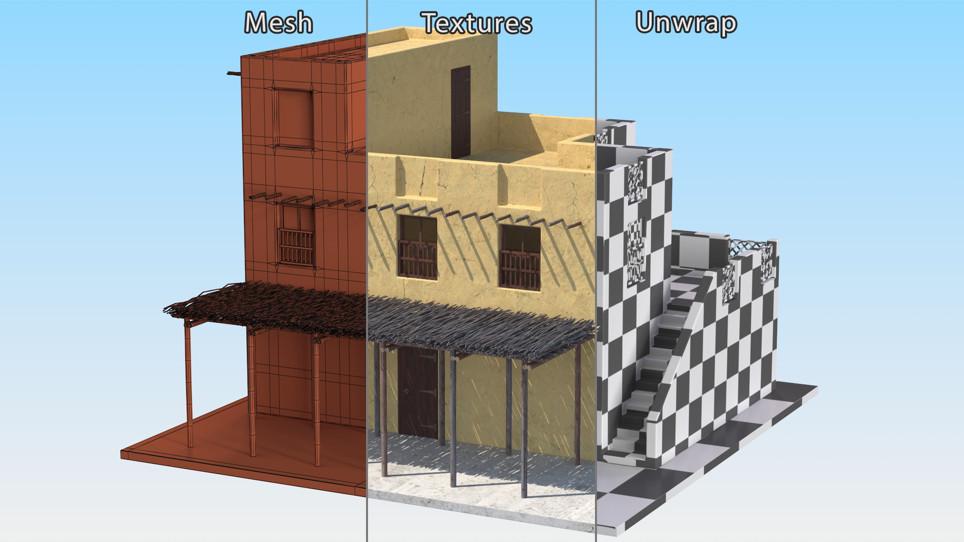 Arabian Traditional House with Canopy 3D