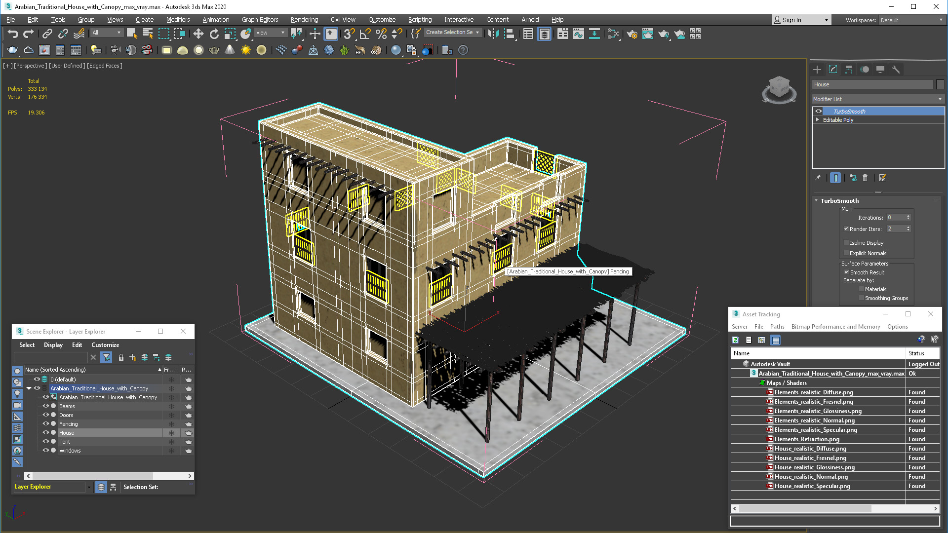 Arabian Traditional House with Canopy 3D