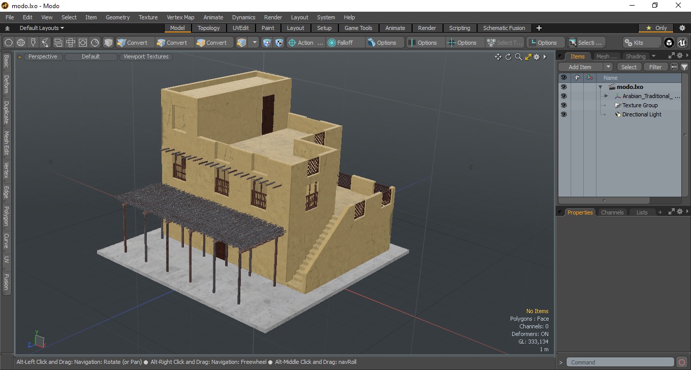 Arabian Traditional House with Canopy 3D