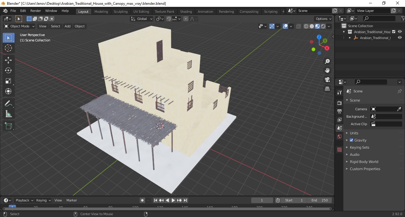 Arabian Traditional House with Canopy 3D