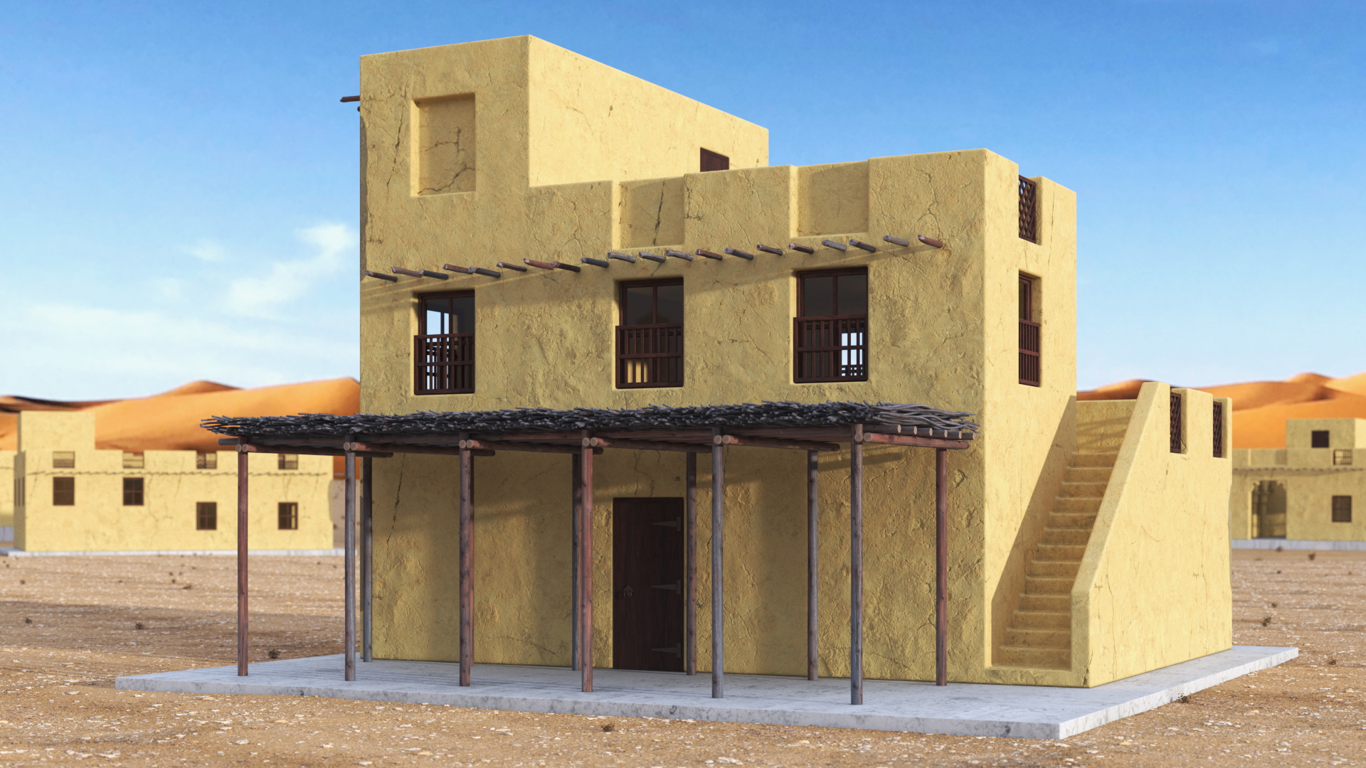 Arabian Traditional House with Canopy 3D