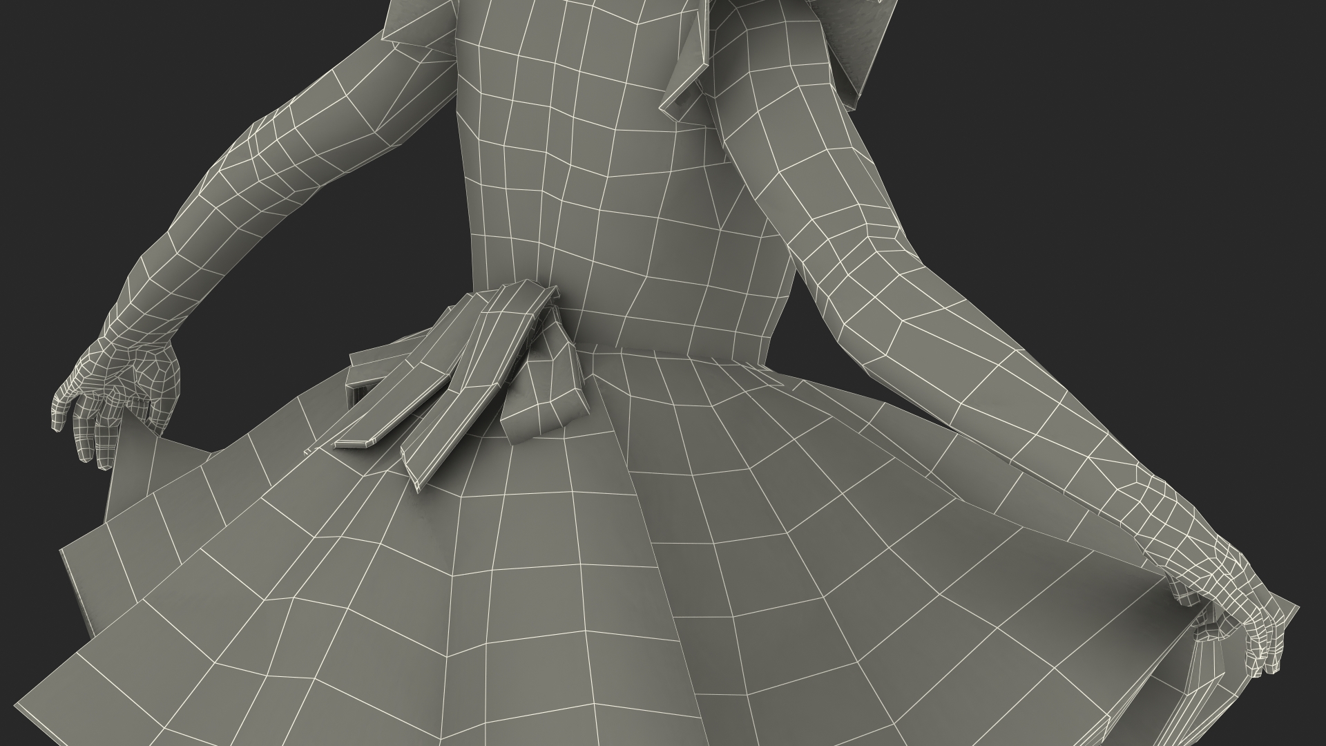 3D Black Child Girl Party Style model