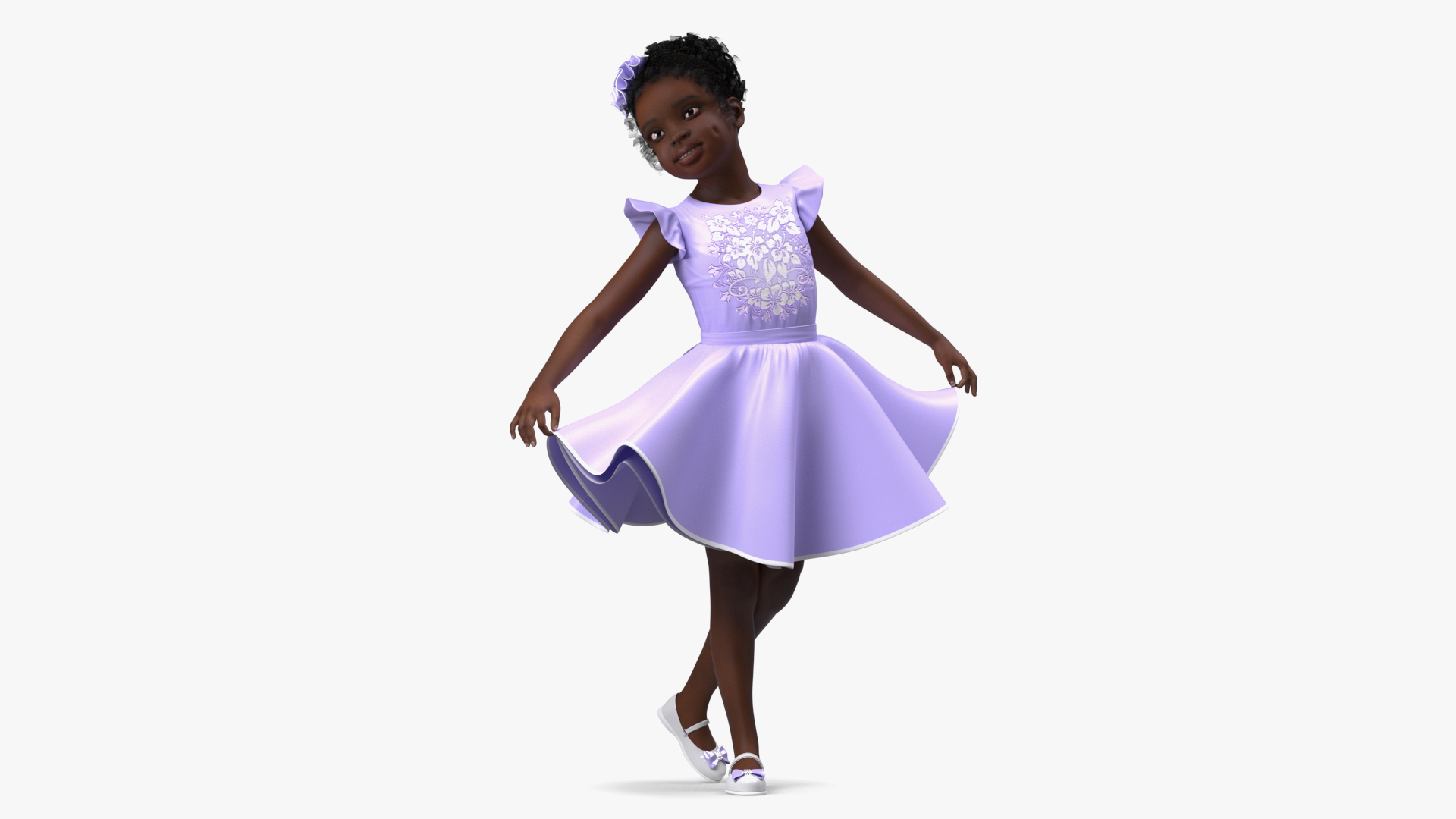 3D Black Child Girl Party Style model