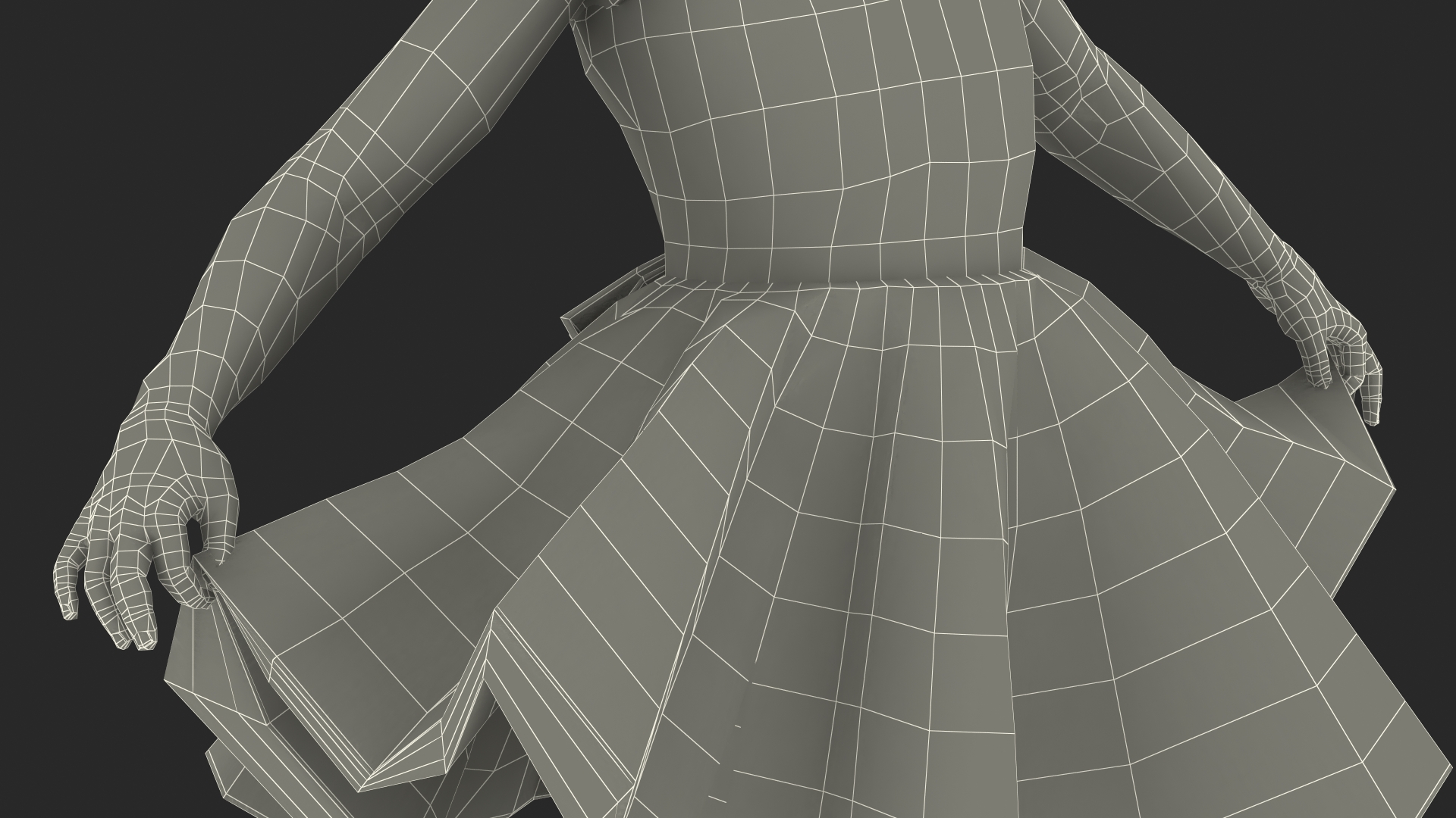 3D Black Child Girl Party Style model