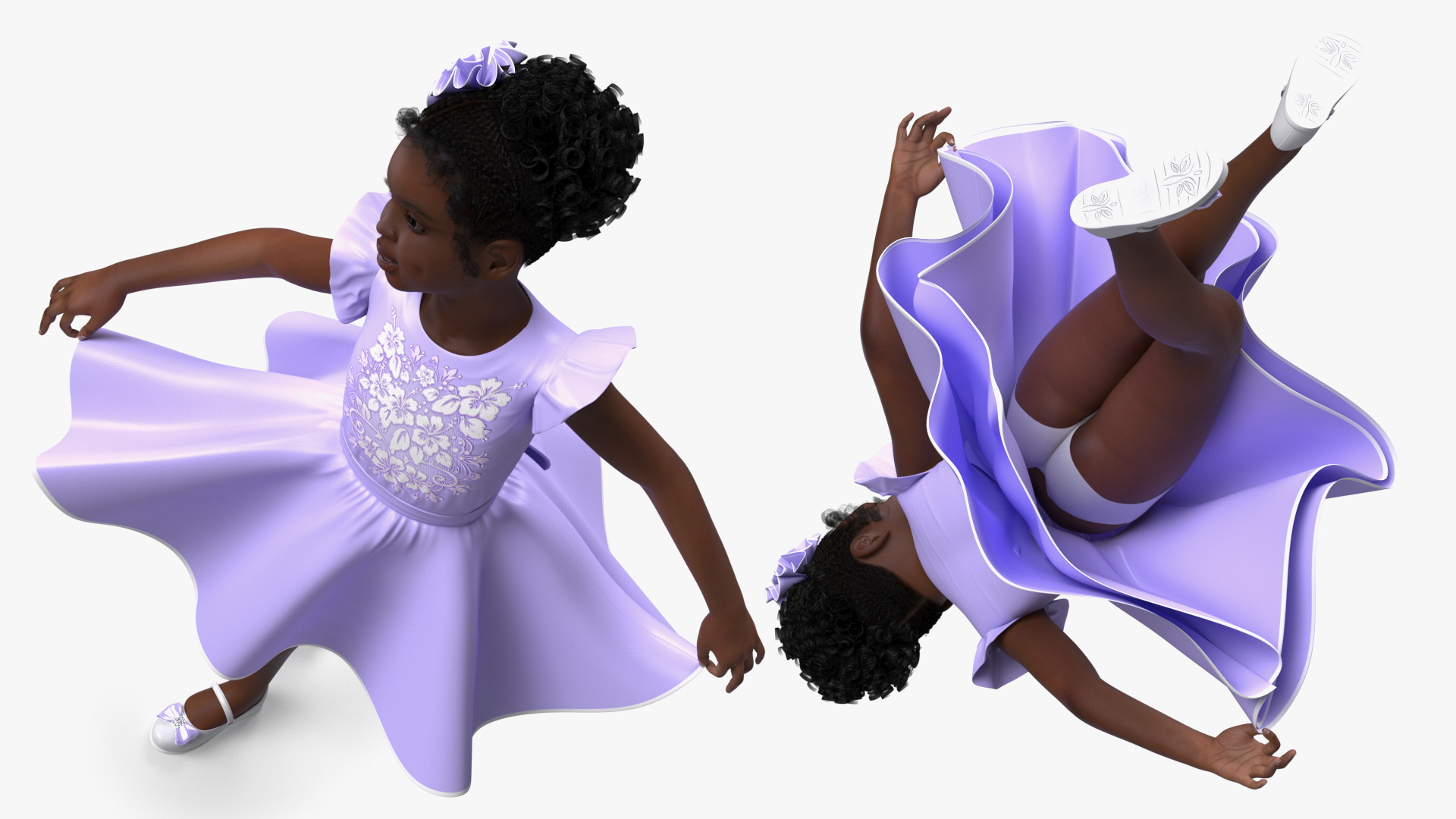 3D Black Child Girl Party Style model