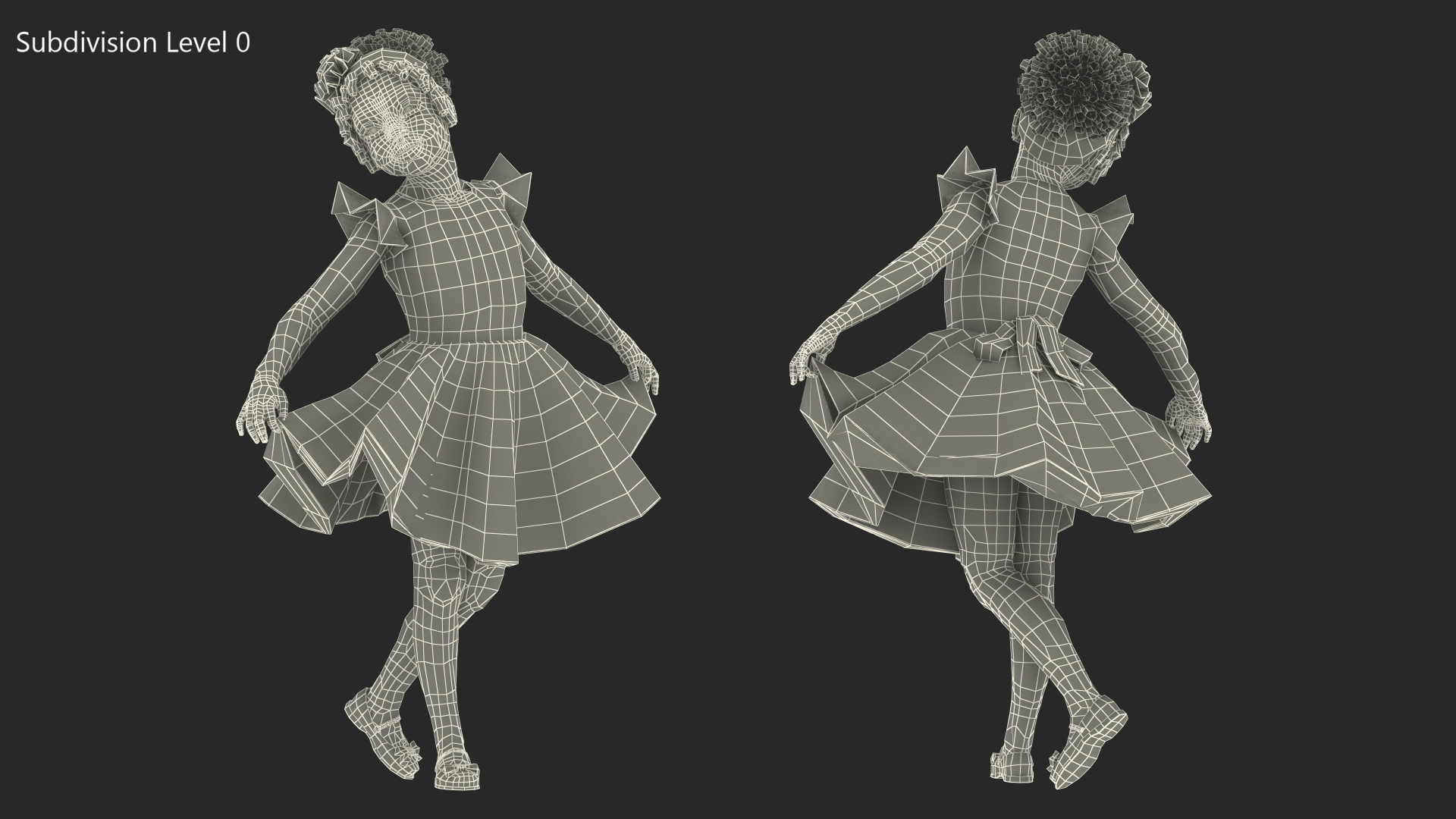 3D Black Child Girl Party Style model
