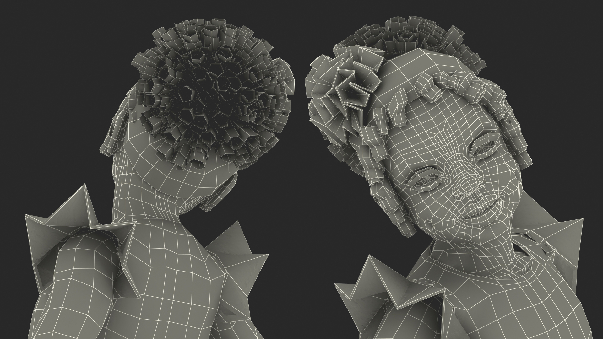 3D Black Child Girl Party Style model