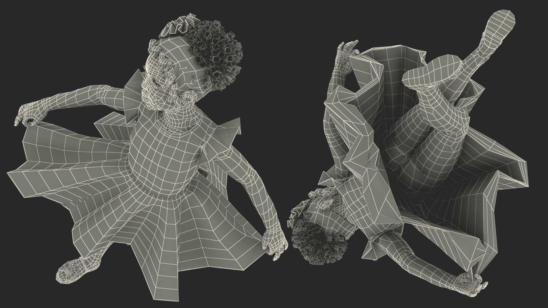 3D Black Child Girl Party Style model