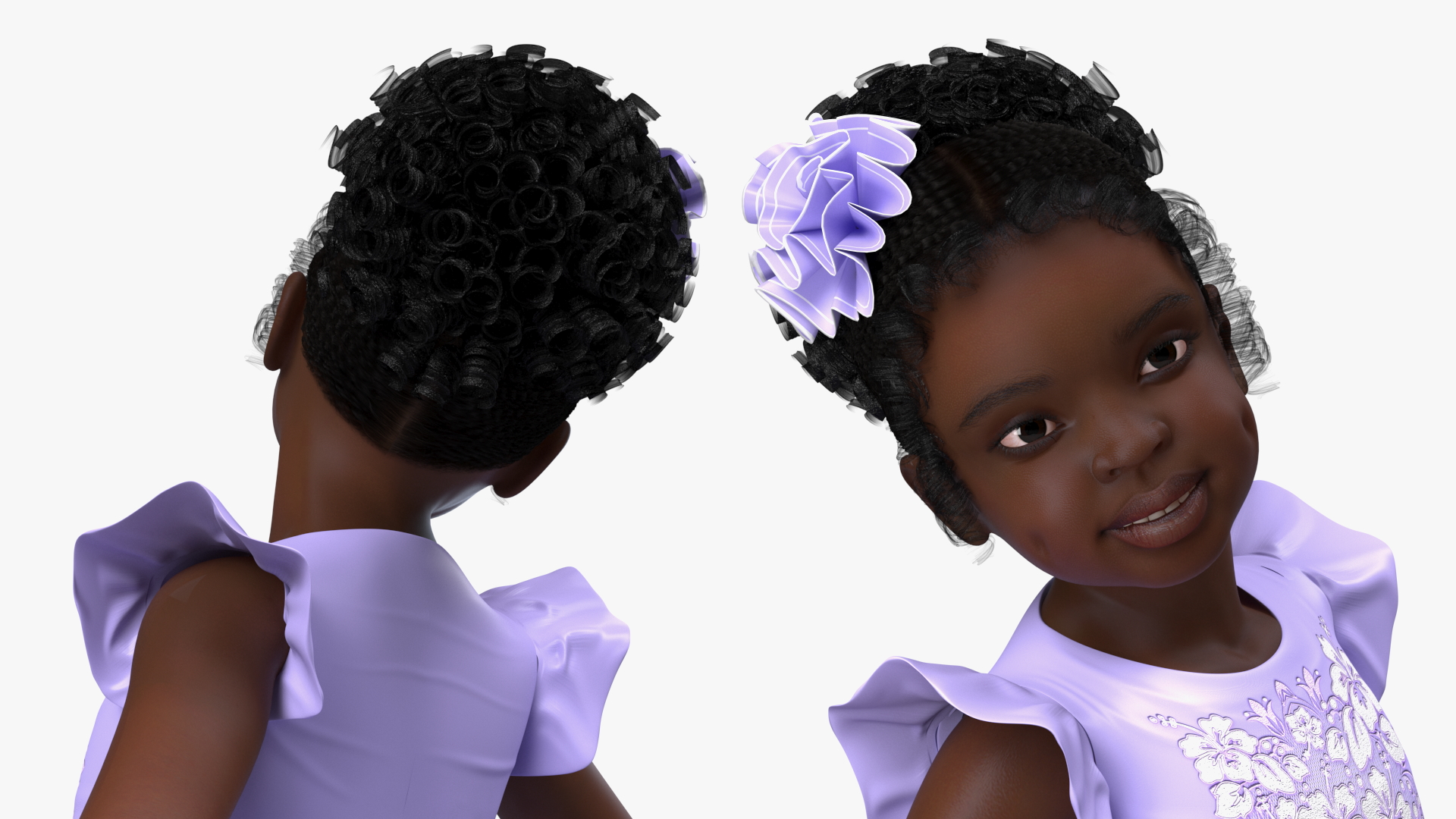 3D Black Child Girl Party Style model