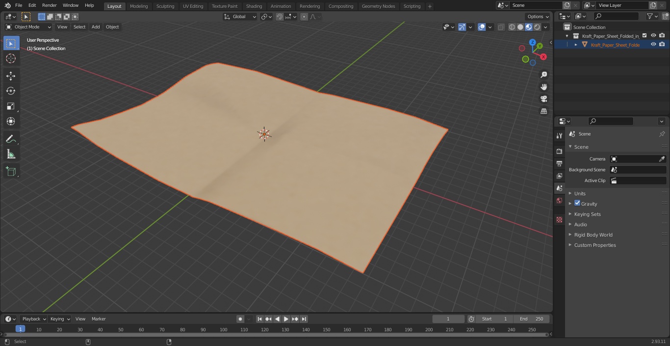 Kraft Paper Sheet Folded in Four 3D