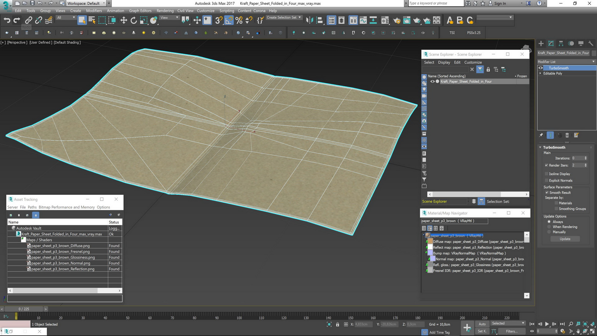 Kraft Paper Sheet Folded in Four 3D