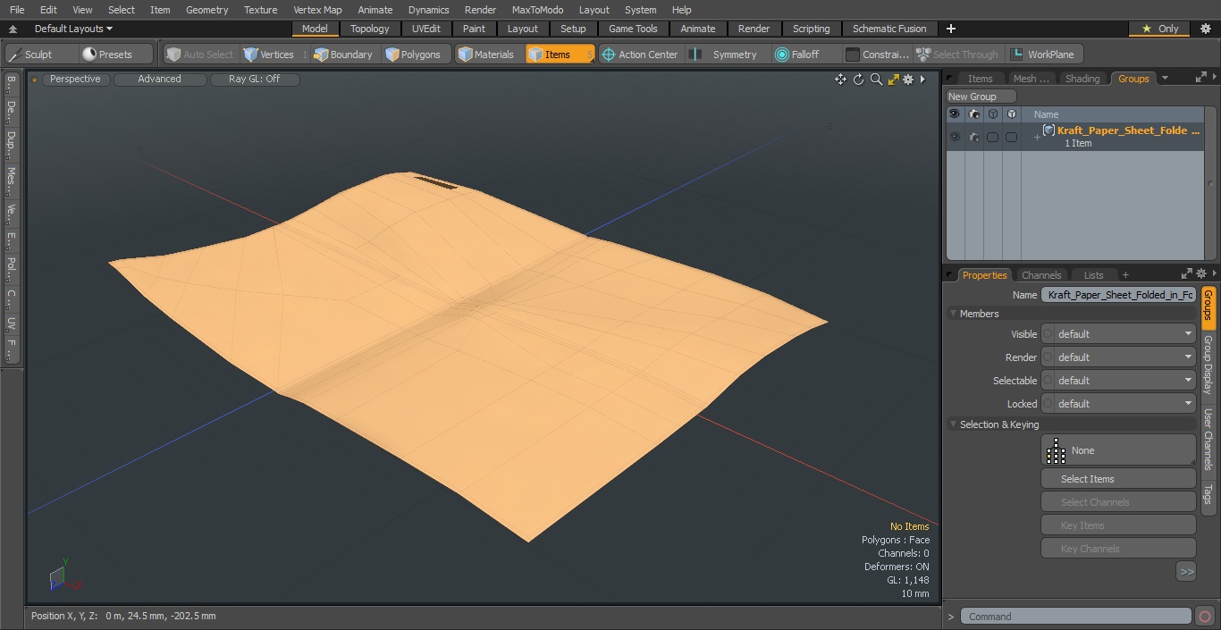 Kraft Paper Sheet Folded in Four 3D