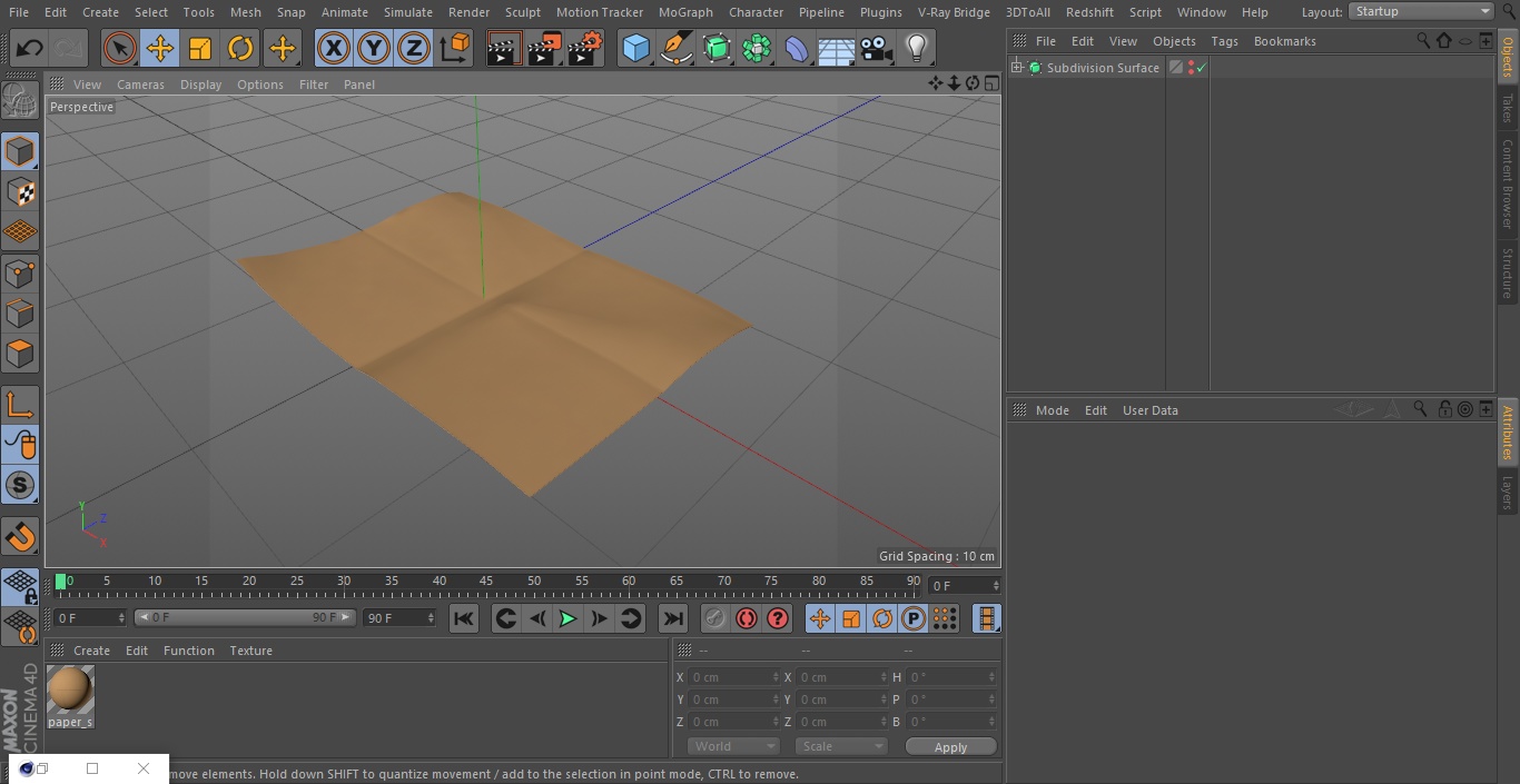 Kraft Paper Sheet Folded in Four 3D