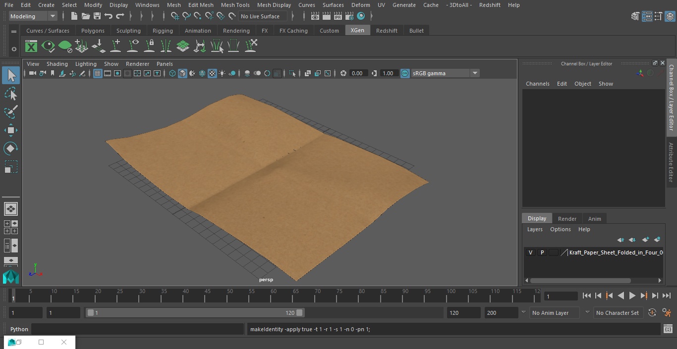 Kraft Paper Sheet Folded in Four 3D