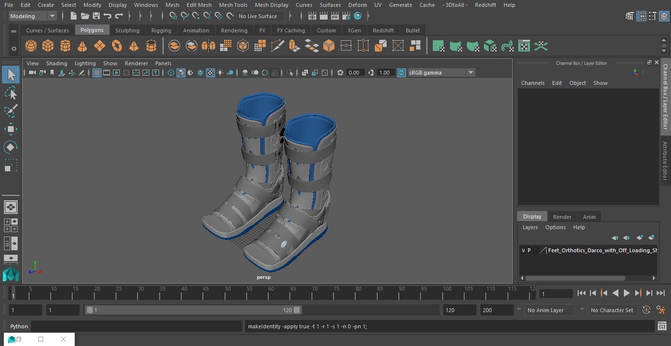 3D Feet Orthotics Darco with Off-Loading Shoes for 3D Print