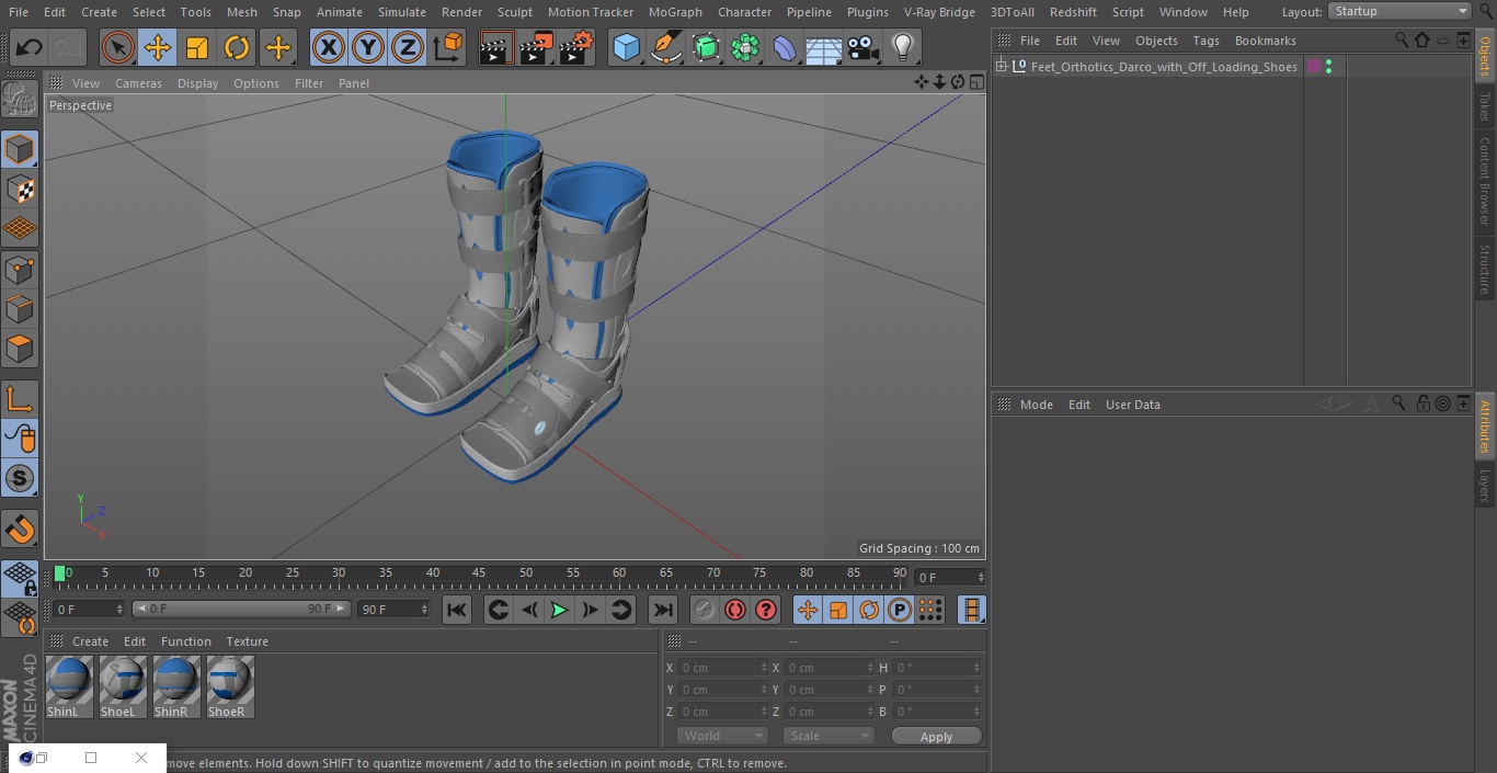 3D Feet Orthotics Darco with Off-Loading Shoes for 3D Print