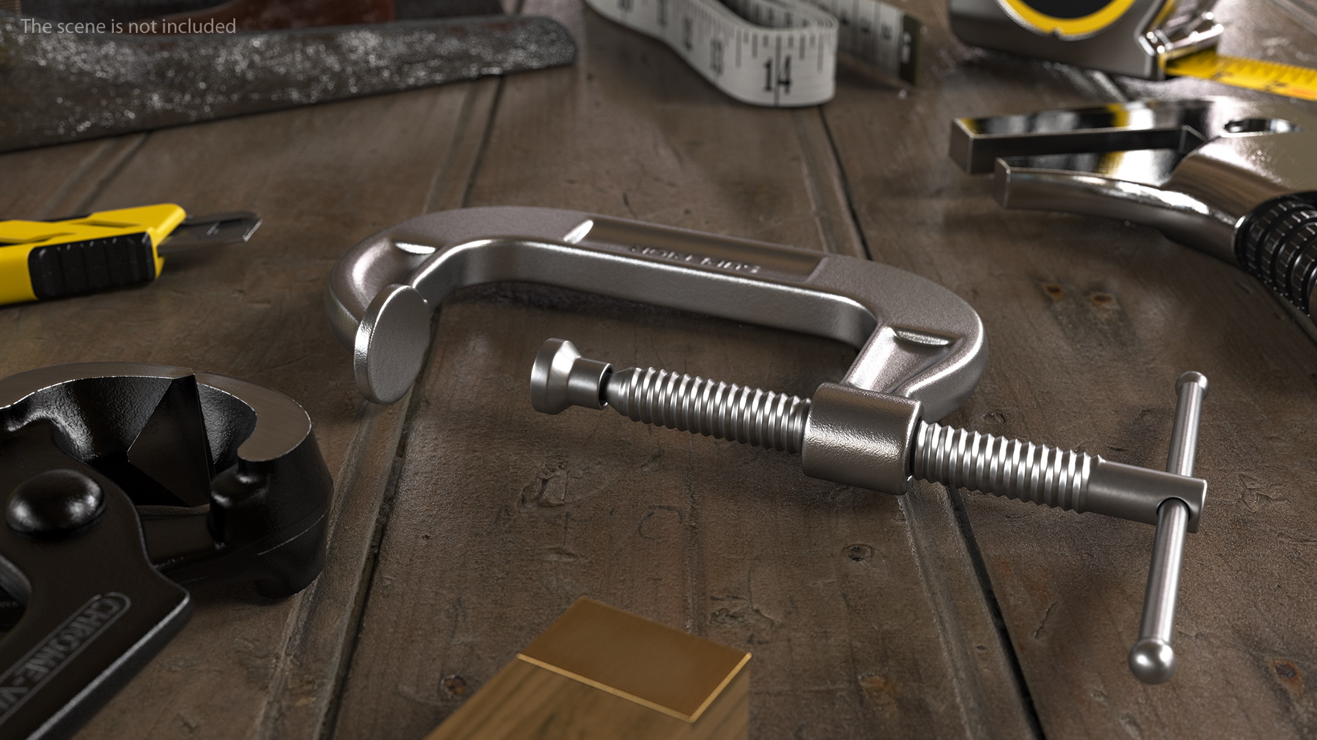 3D Stainless Steel C-Clamp model