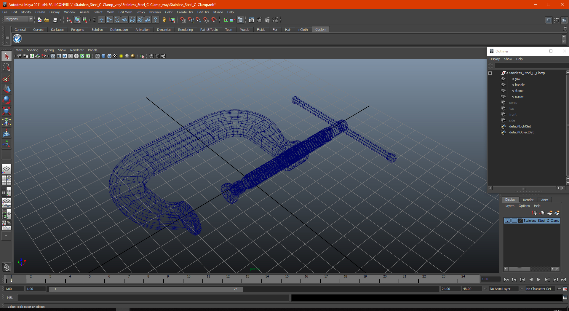3D Stainless Steel C-Clamp model