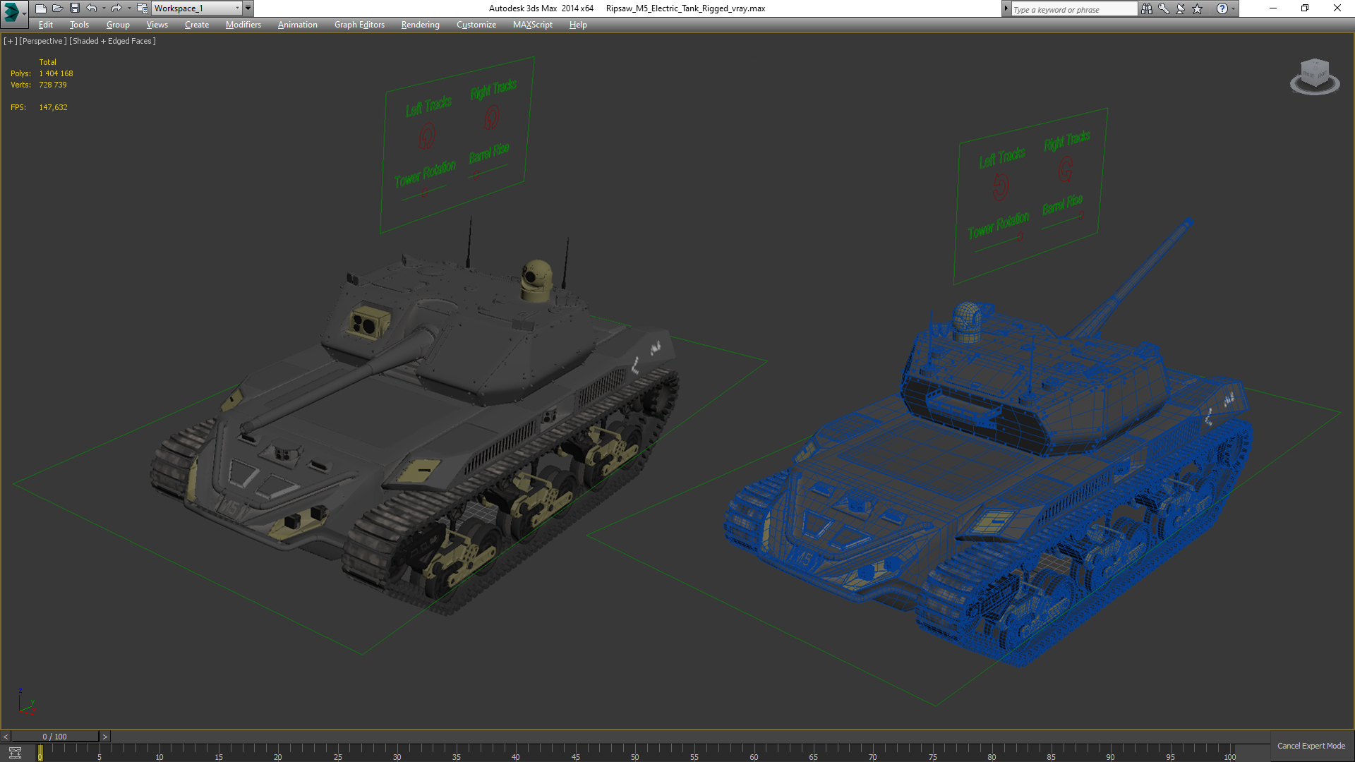 3D model Ripsaw M5 Electric Tank Rigged