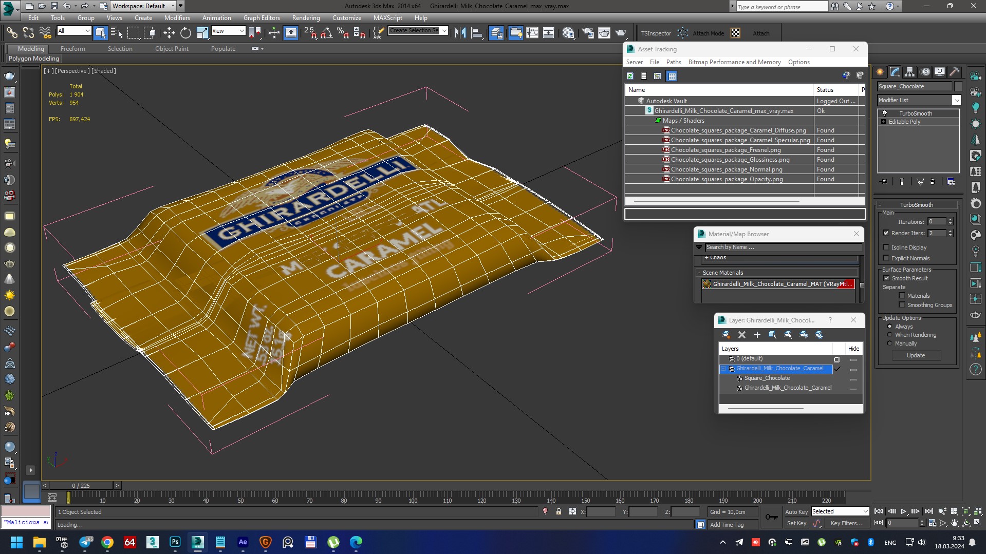 Ghirardelli Milk Chocolate Caramel 3D model
