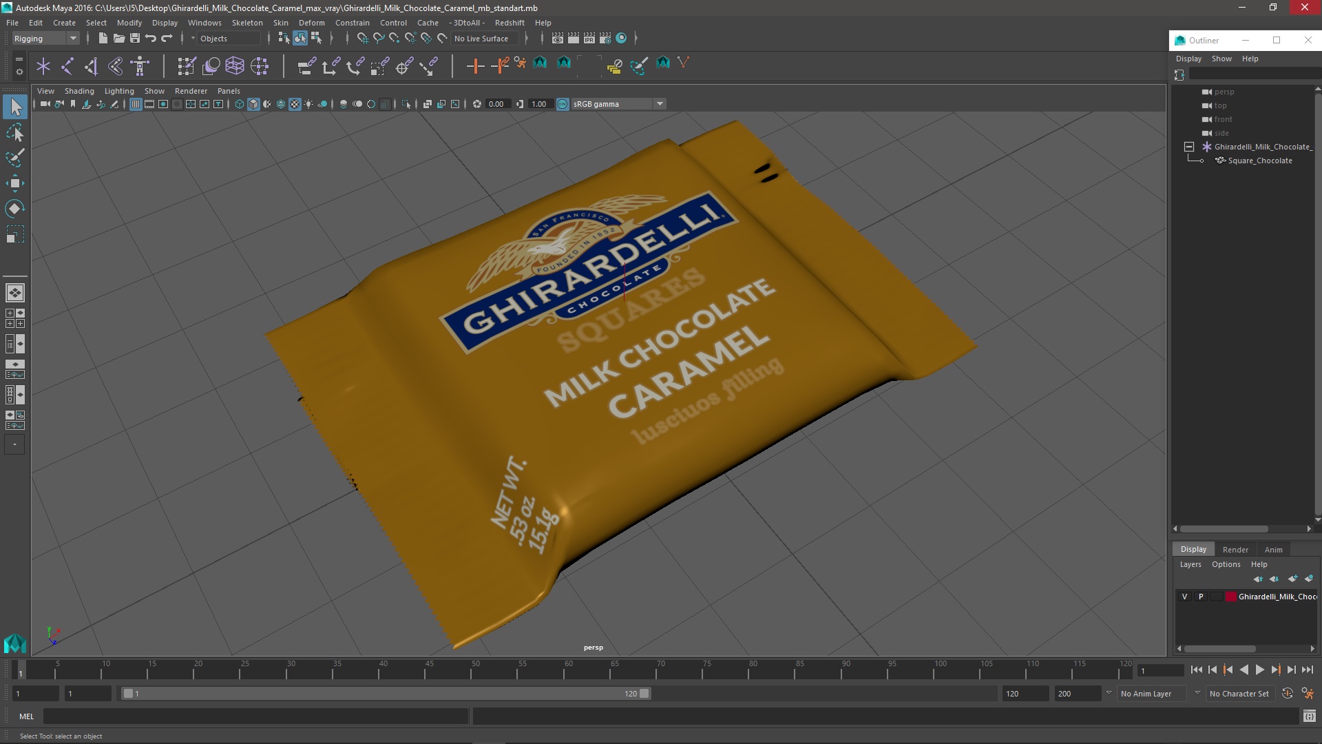 Ghirardelli Milk Chocolate Caramel 3D model