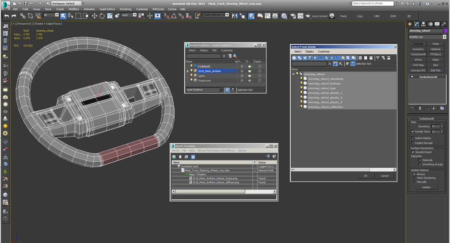 3D model Mack Truck Steering Wheel