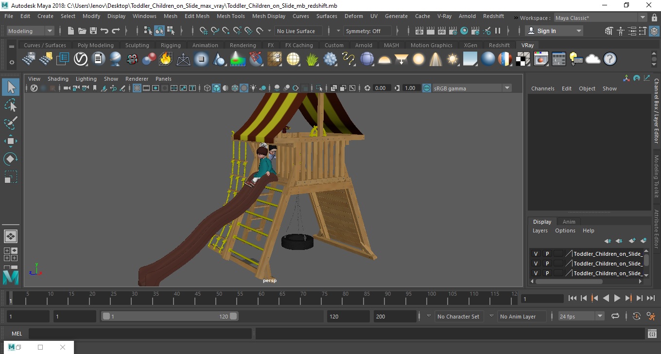 3D model Toddler Children on Slide