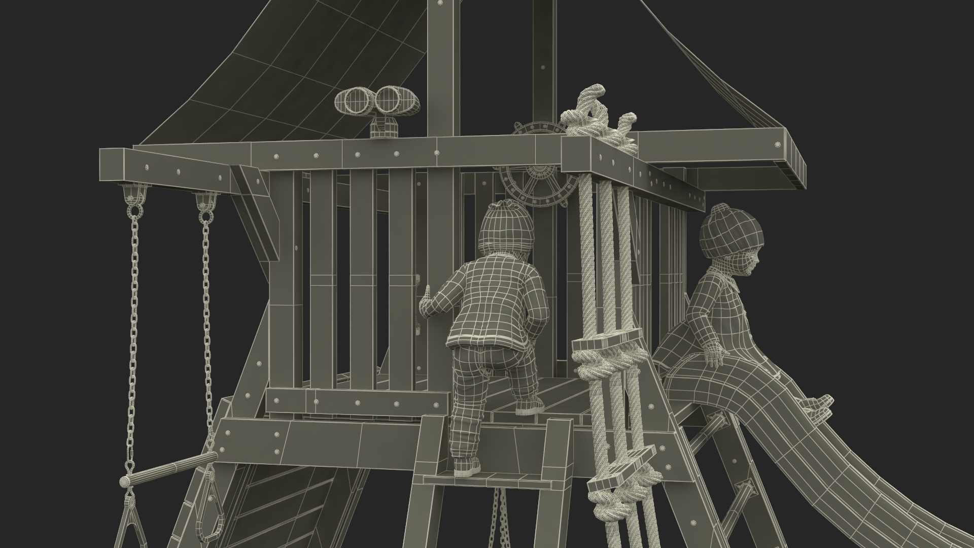 3D model Toddler Children on Slide