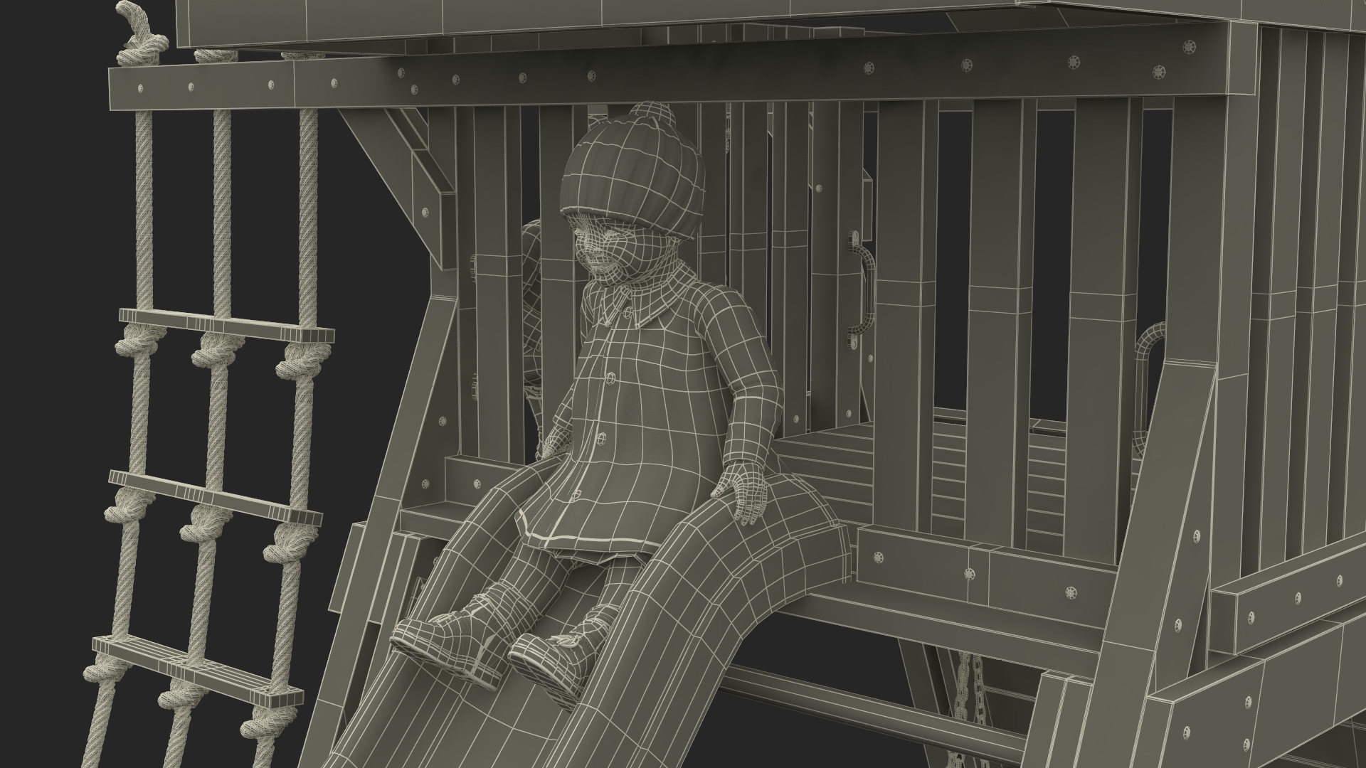 3D model Toddler Children on Slide