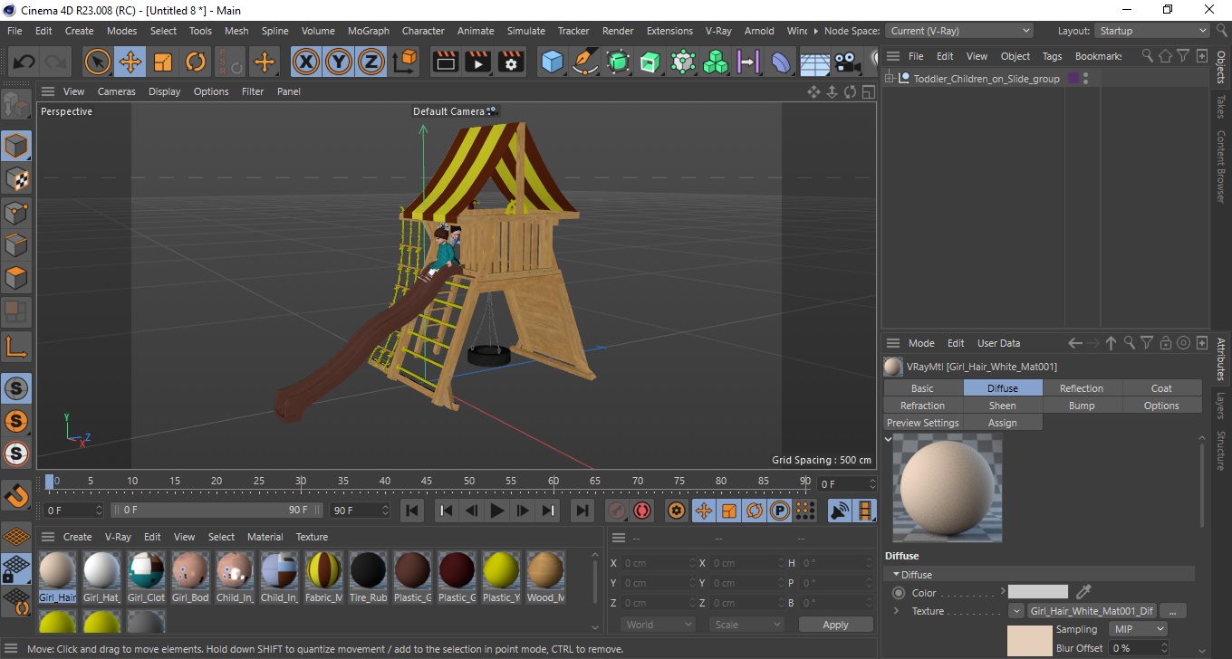 3D model Toddler Children on Slide