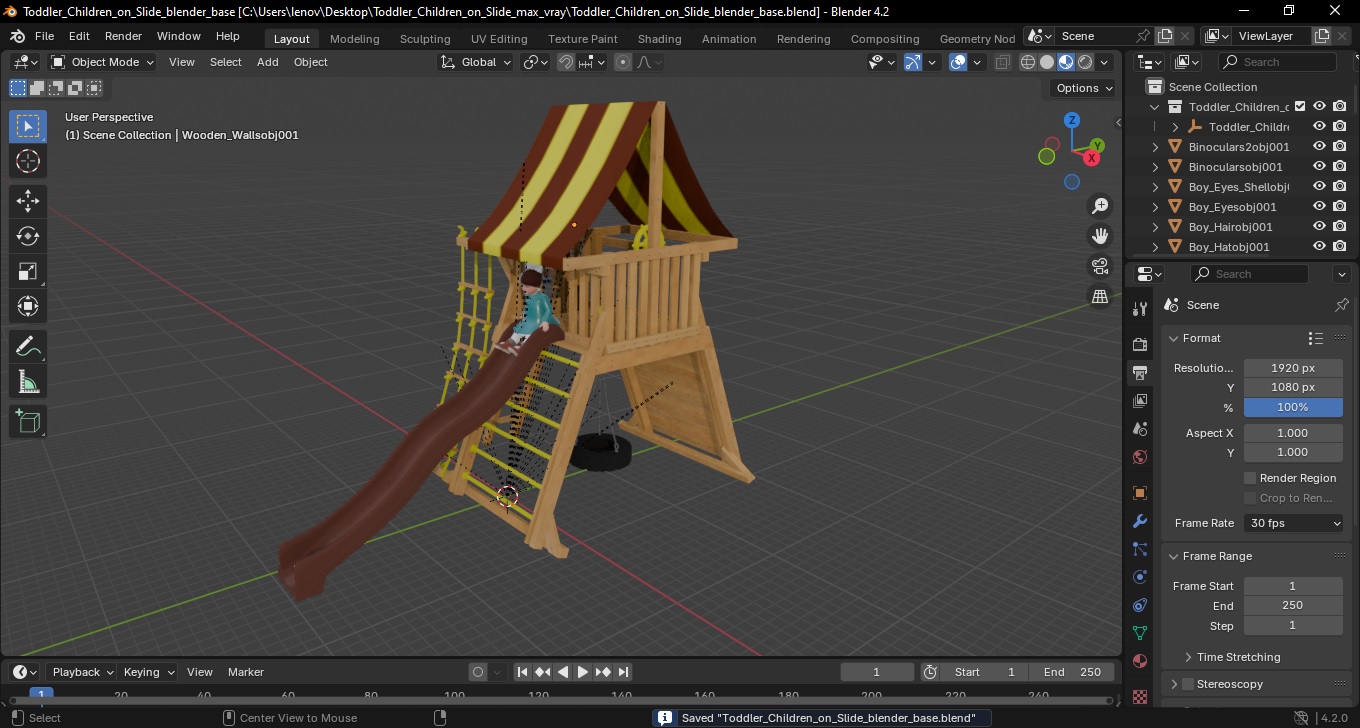 3D model Toddler Children on Slide
