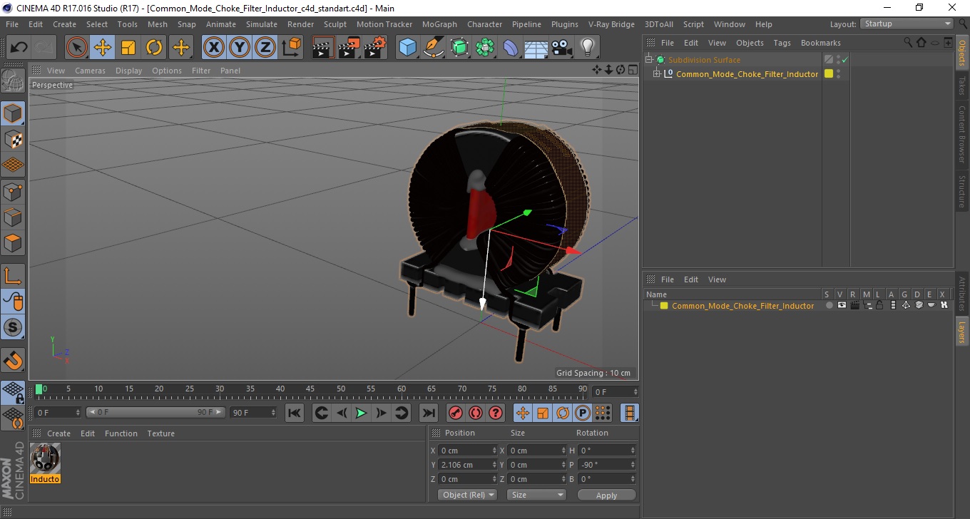 3D Common Mode Choke Filter Inductor model