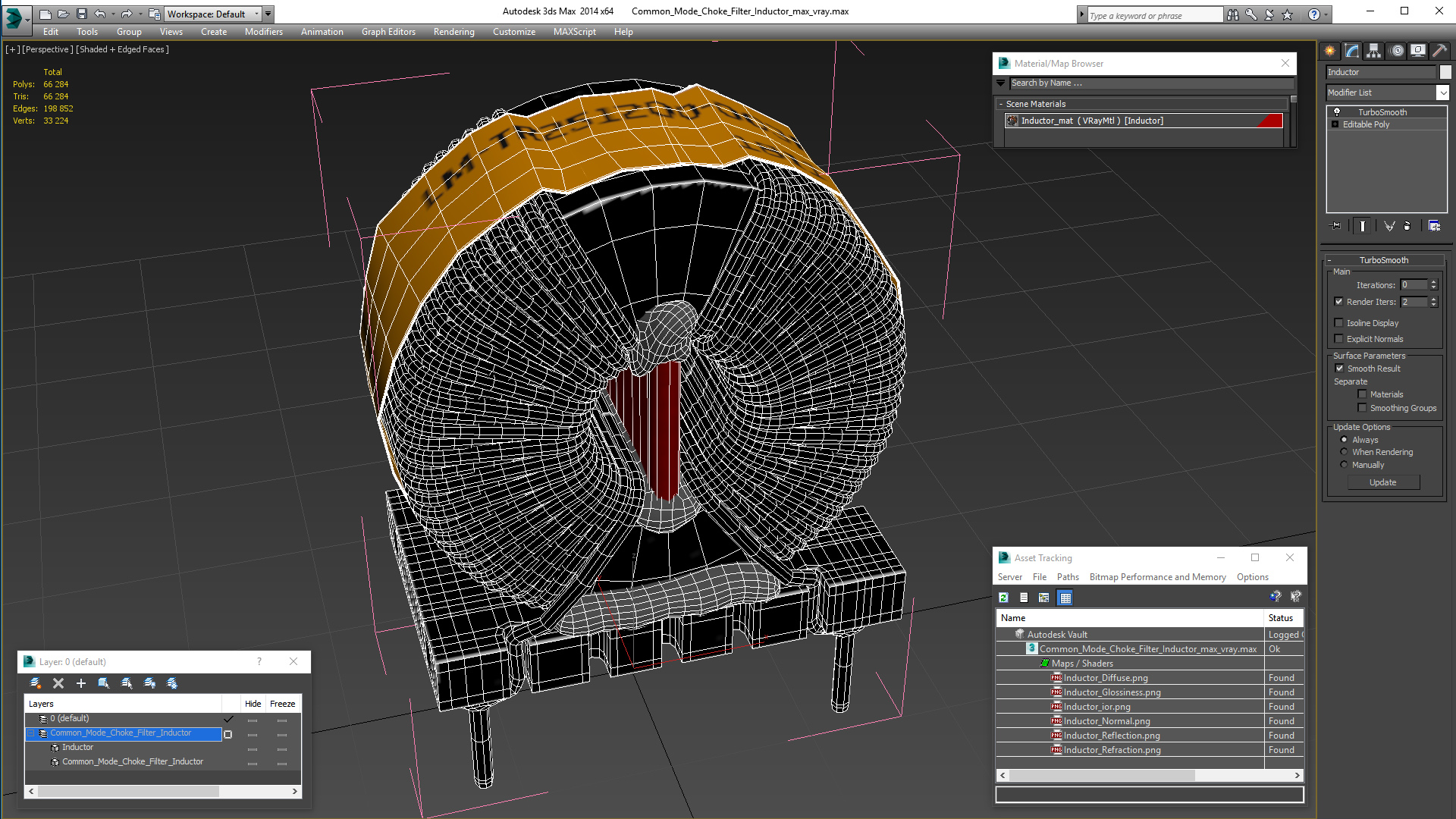 3D Common Mode Choke Filter Inductor model