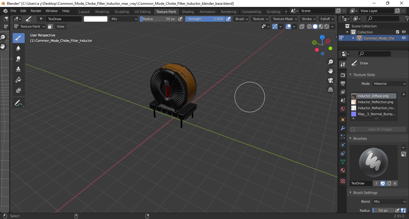 3D Common Mode Choke Filter Inductor model