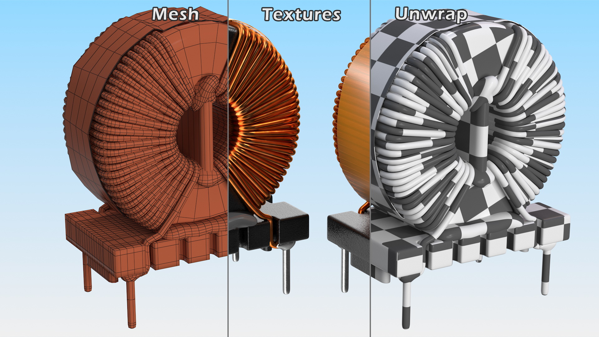 3D Common Mode Choke Filter Inductor model