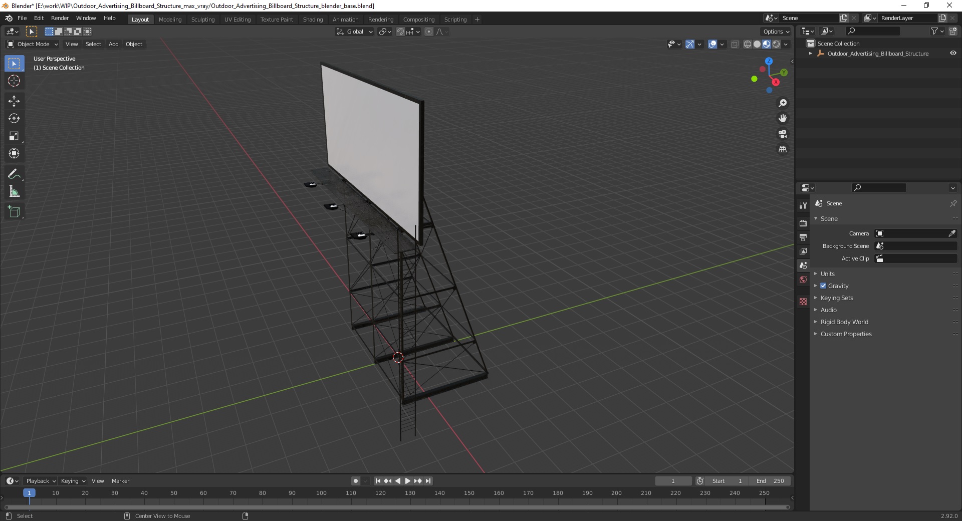 Outdoor Advertising Billboard Structure 3D model