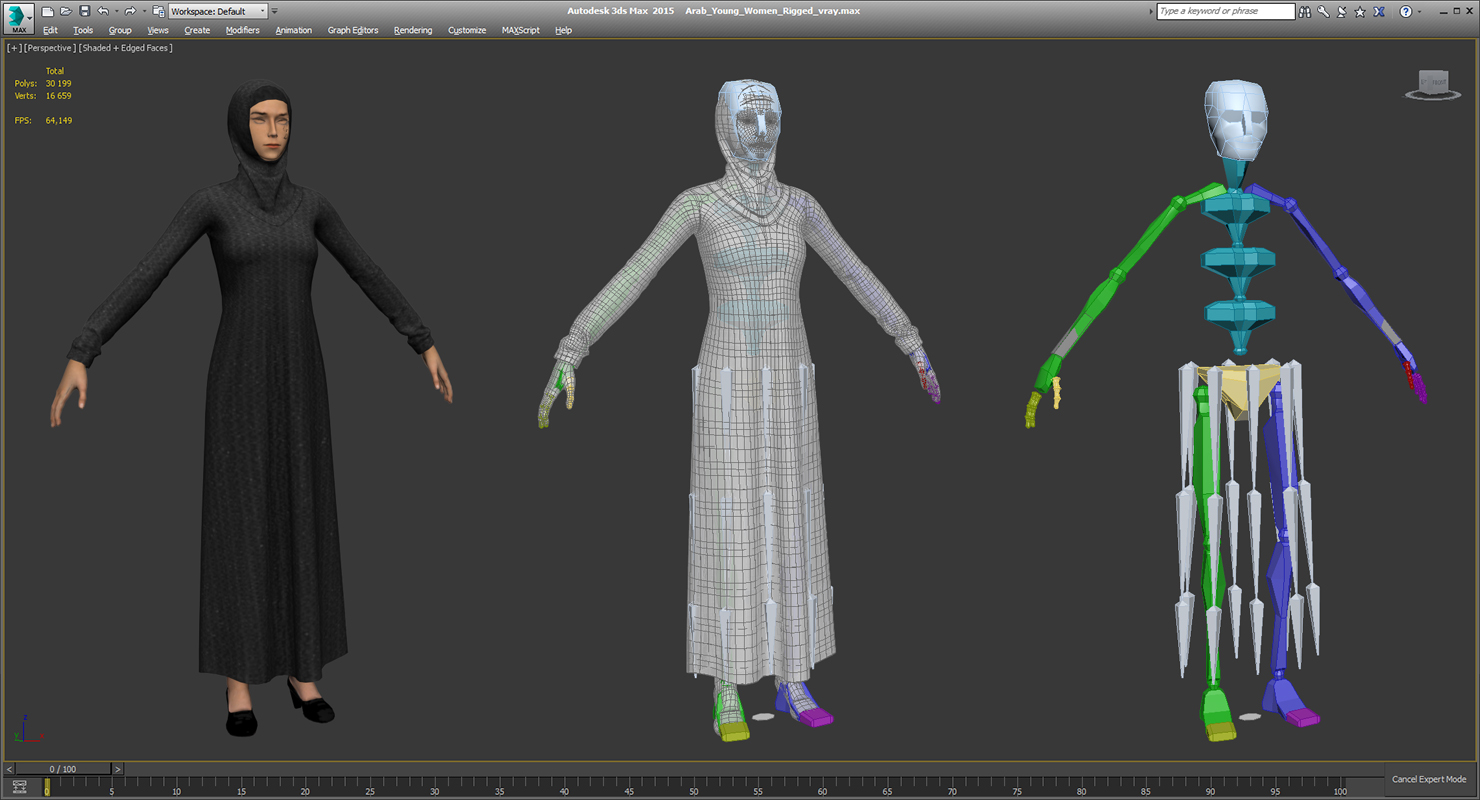 3D Arab Young Women Rigged model