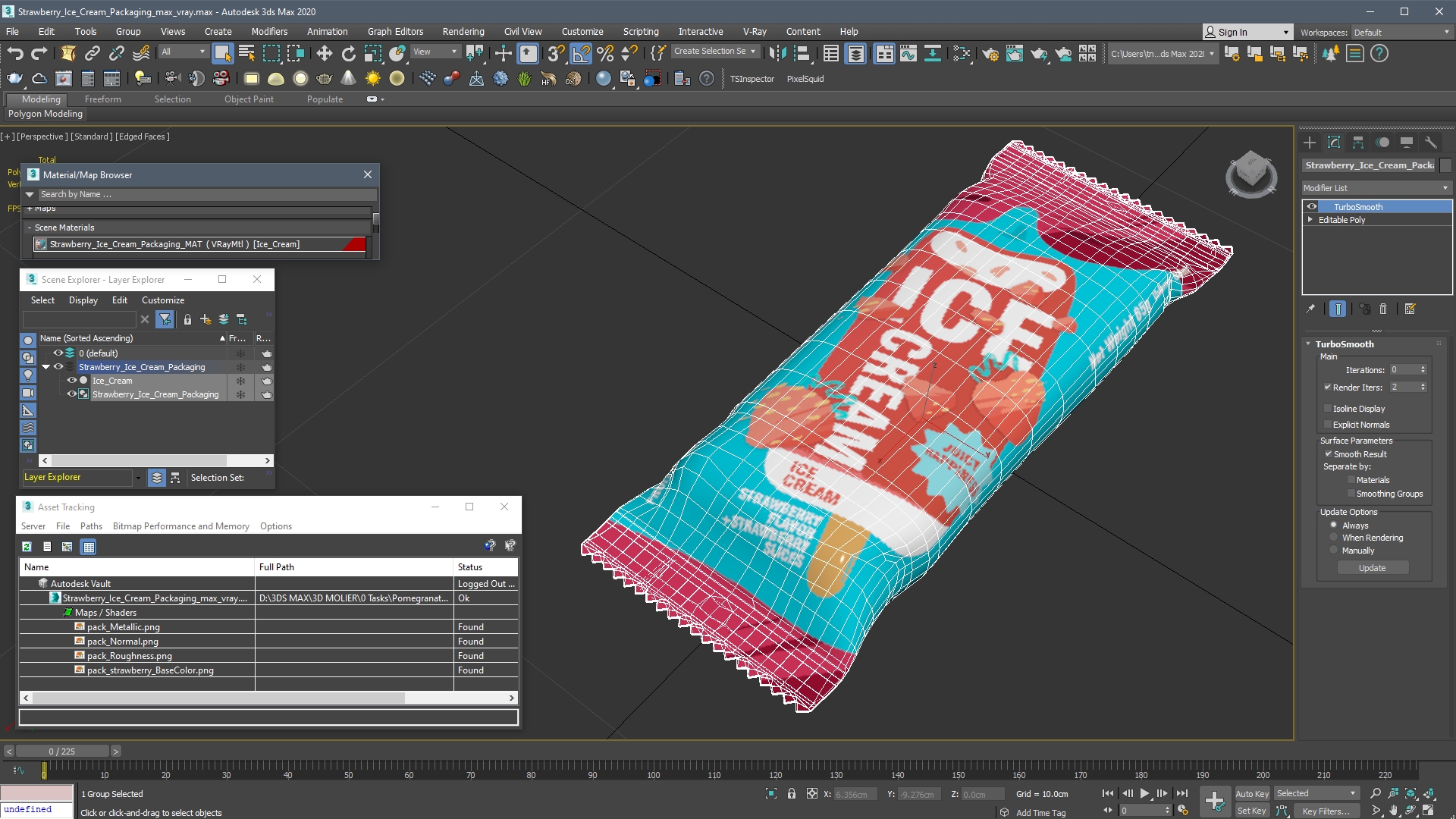 3D model Strawberry Ice Cream Packaging