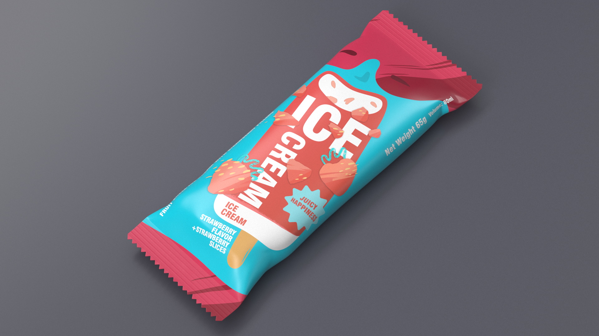 3D model Strawberry Ice Cream Packaging