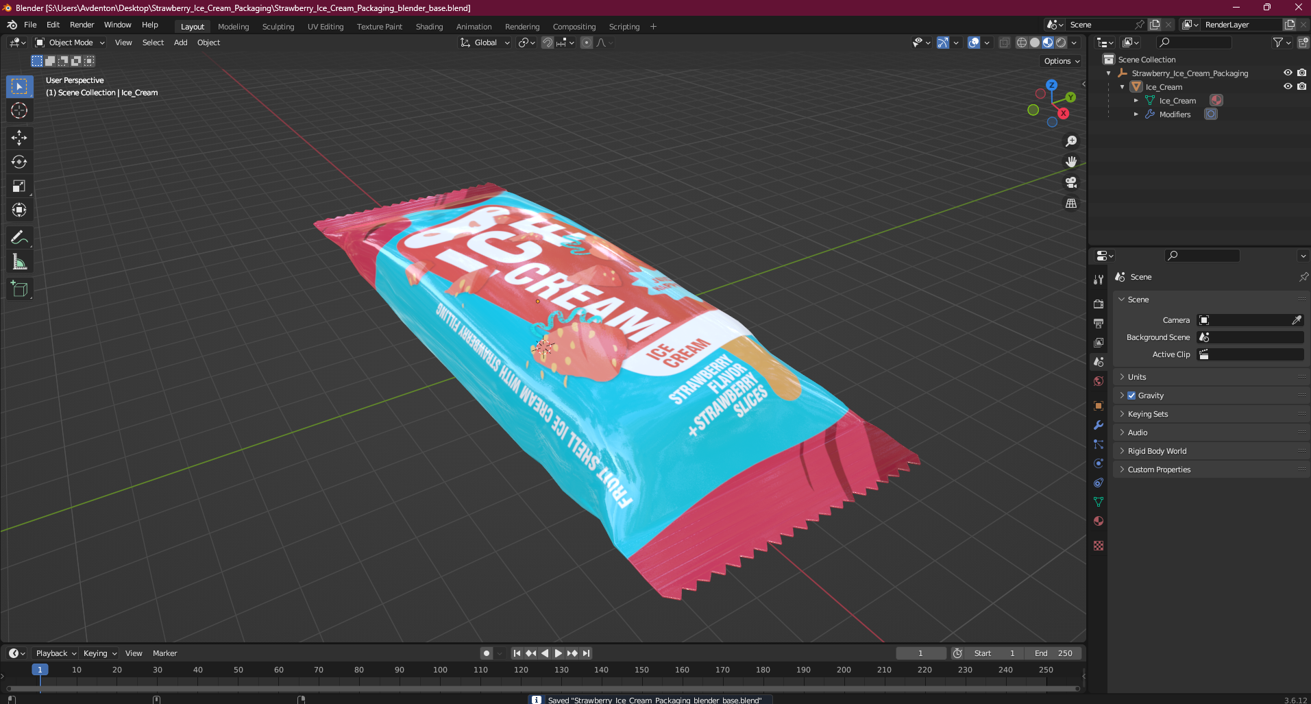 3D model Strawberry Ice Cream Packaging