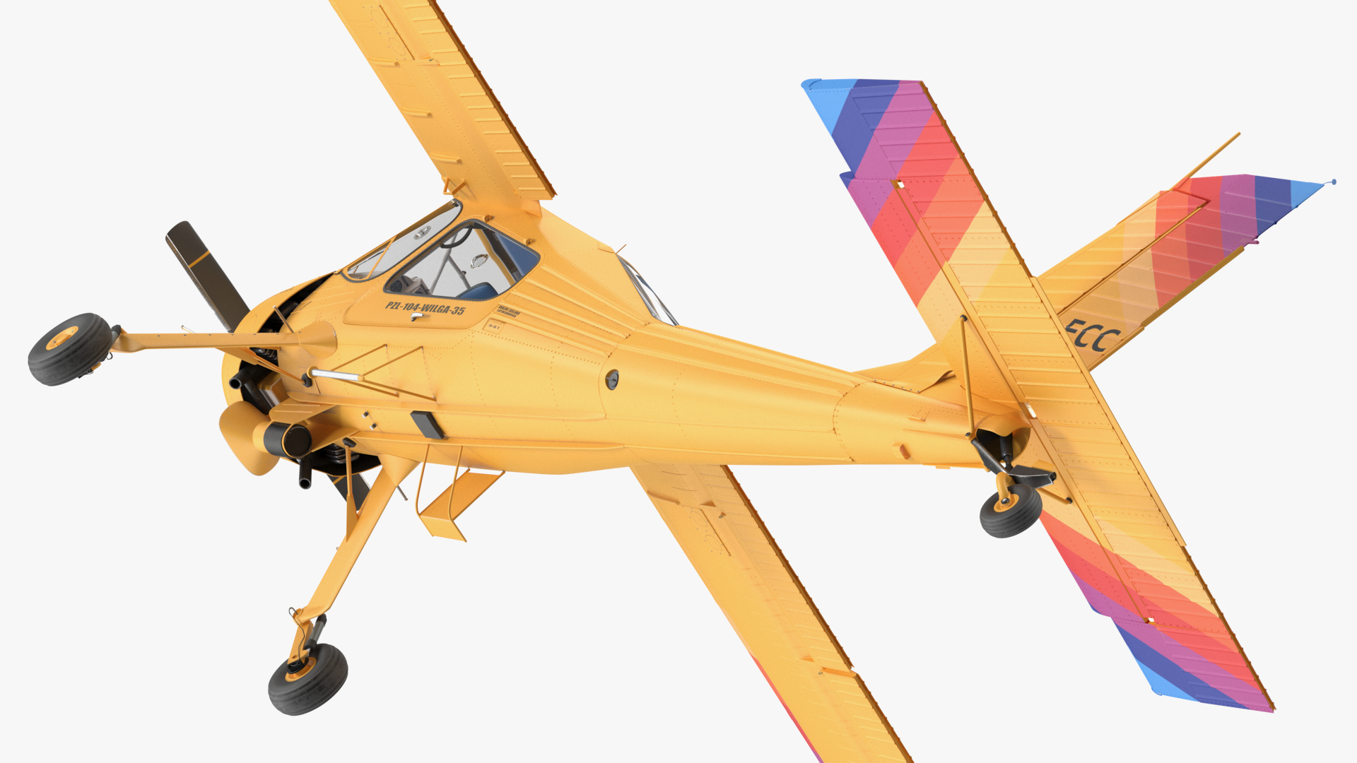 3D model Aircraft PZL 104 Wilga Yellow Rigged for Cinema 4D