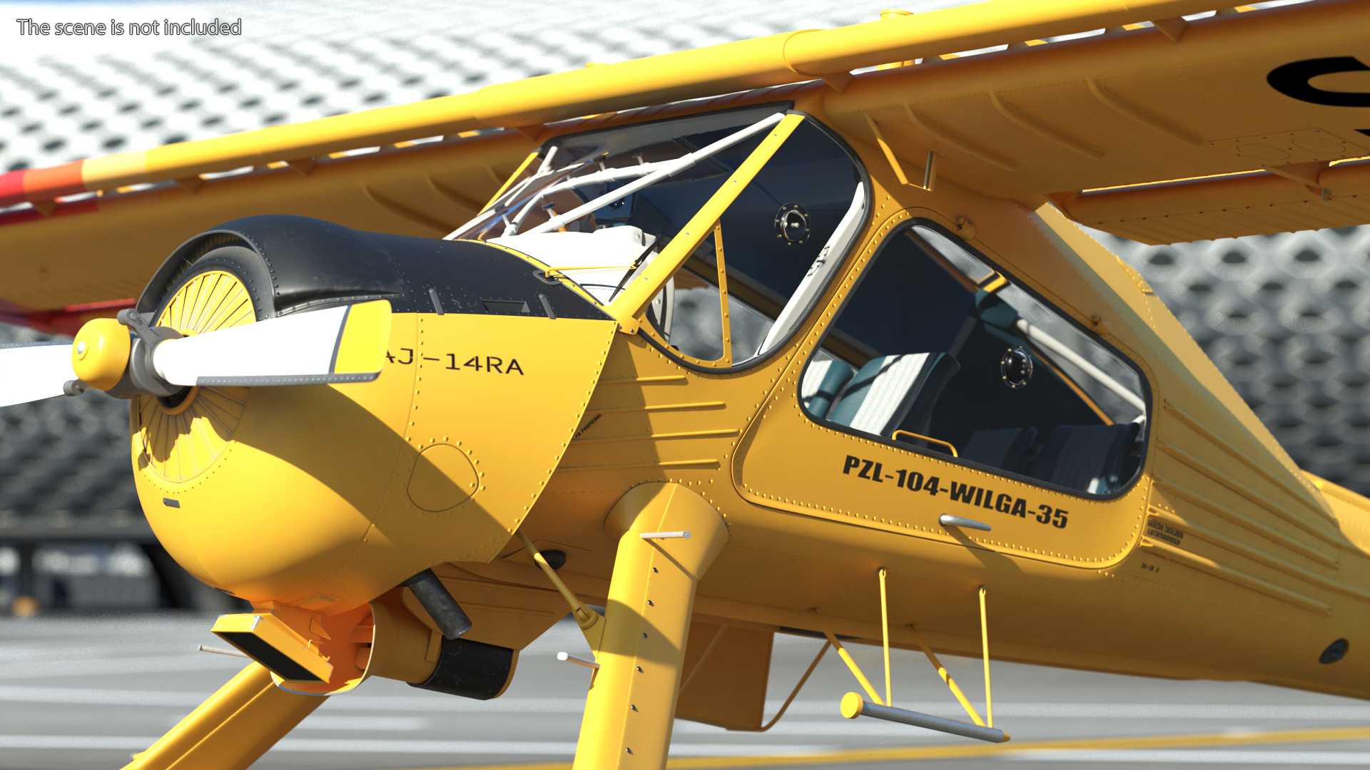 3D model Aircraft PZL 104 Wilga Yellow Rigged for Cinema 4D