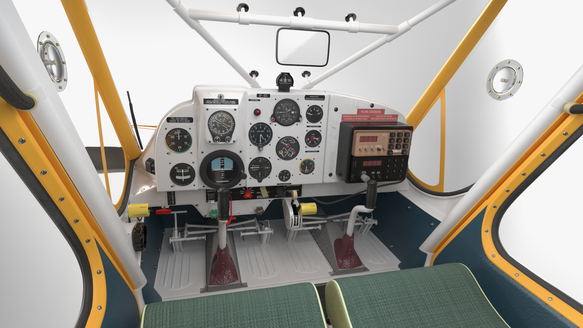 3D model Aircraft PZL 104 Wilga Yellow Rigged for Cinema 4D
