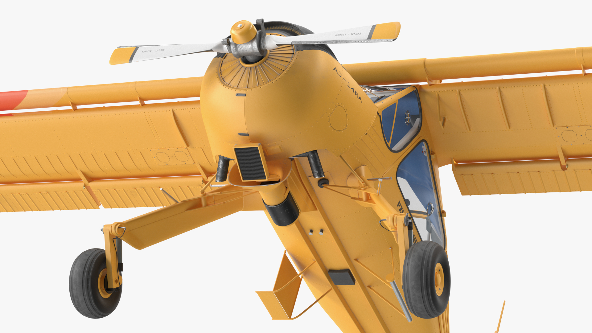 3D model Aircraft PZL 104 Wilga Yellow Rigged for Cinema 4D