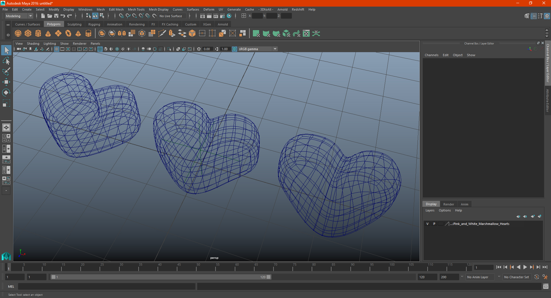 3D Pink and White Marshmallow Hearts model