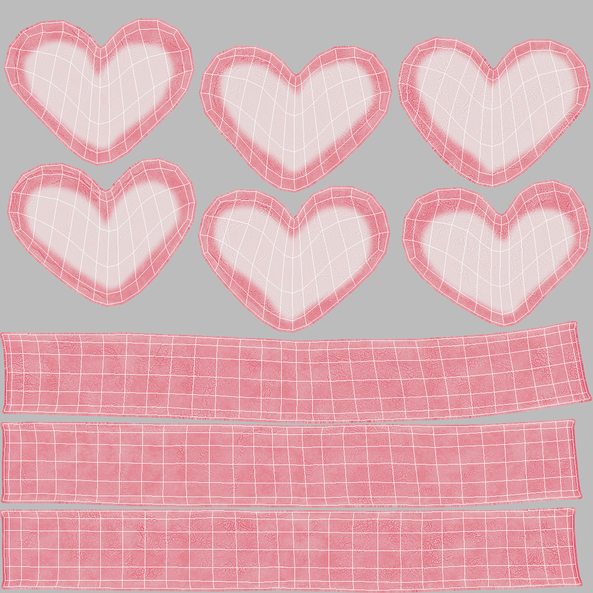 3D Pink and White Marshmallow Hearts model